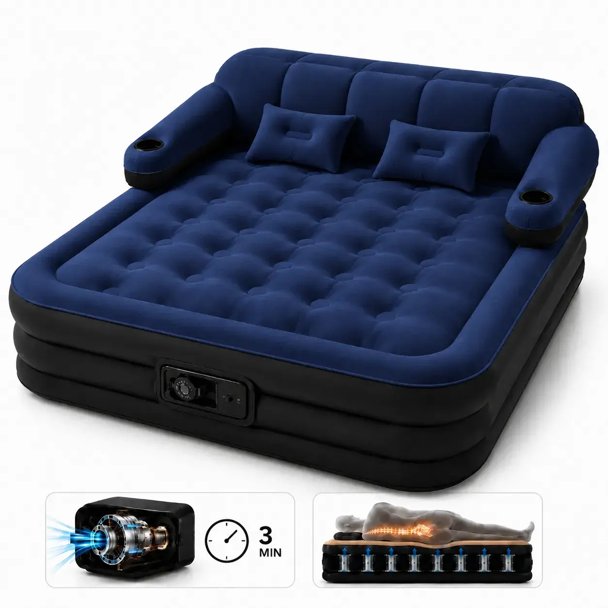 Inflatable double mattress